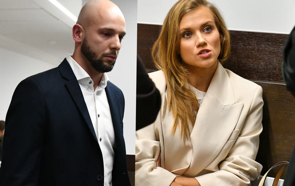 Maciej Pela i Agnieszka Kaczorowska w sądzie