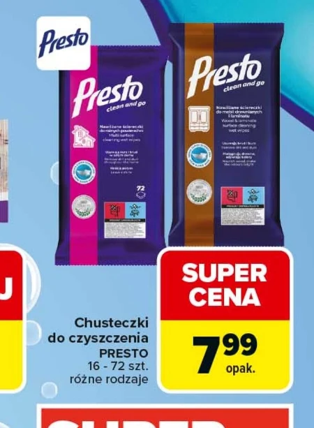 Chusteczki do czyszczenia Presto