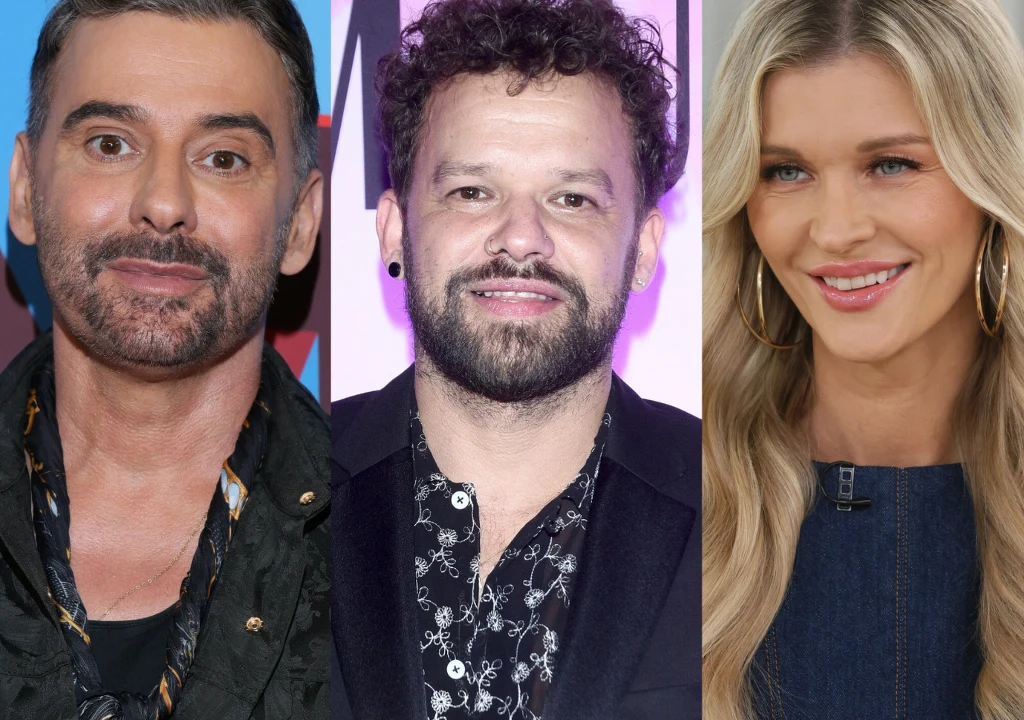 Trzy osoby pozuje na tle jasnego, kolorowego tła, po lewej stronie mężczyzna z krótkimi włosami i brodą, w środku mężczyzna z kręconymi włosami i zarostem, po prawej kobieta z długimi blond włosami i uśmiechem, ubrana w ciemną bluzkę.