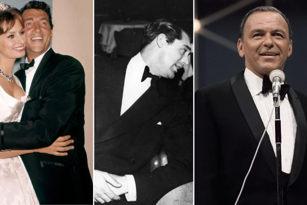 Kolaż złożony z trzech fotografii, z których pierwsza ukazuje uśmiechniętego eleganckiego mężczyznę obejmującego kobietę w sukni wieczorowej, druga przedstawia mężczyznę w smokingu patrzącego w lewo, a trzecia ukazuje mężczyznę w garniturze stojącego p...