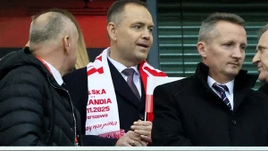 Karol Nawrocki na meczu Polska - Holandia