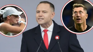 Na zdjęciu: Iga Świątek, Karol Nawrocki oraz Robert Lewandowski