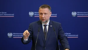 Szef MSWiA Marcin Kierwiński podczas sobotniej konferencji prasowej