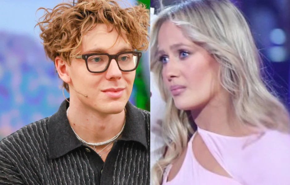 Mikołaj "Bagi" Bagiński i Magdalena Tarnowska Dwójka młodych ludzi, mężczyzna w okularach o kręconych włosach noszący ciemną koszulę i kobieta o jasnych, długich włosach w jasnoróżowej sukni. Mężczyzna spogląda z lekkim uśmiechem, kobieta wygląda na zamyśloną lub wzruszoną.