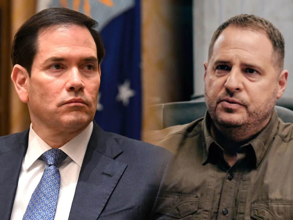 Marco Rubio i Andrij Jermak podsumowali pierwszą turę rozmów w Genewie na temat Ukrainy Dwóch mężczyzn w średnim wieku, jeden ubrany w garnitur, drugi w koszulę w militarnym odcieniu, sfotografowani osobno i zestawieni obok siebie na tle oficjalnych wnętrz.