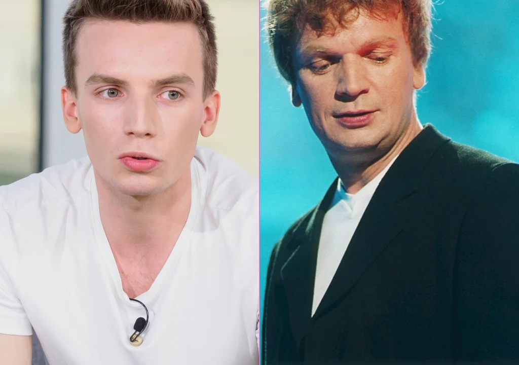 Bruno Ciechowski, Grzegorz Ciechowski Dwóch mężczyzn, jeden w białej koszulce z mikrofonem przypiętym do ubrania, drugi w czarnym marynarce i białej koszuli, z jasnym tłem i światłem scenicznym.