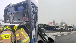 Zderzenie autobusu i ciężarówki na Zakopiance. Są poszkodowani