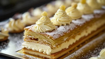 Ciasto francuskie przekładane waniliowym kremem 