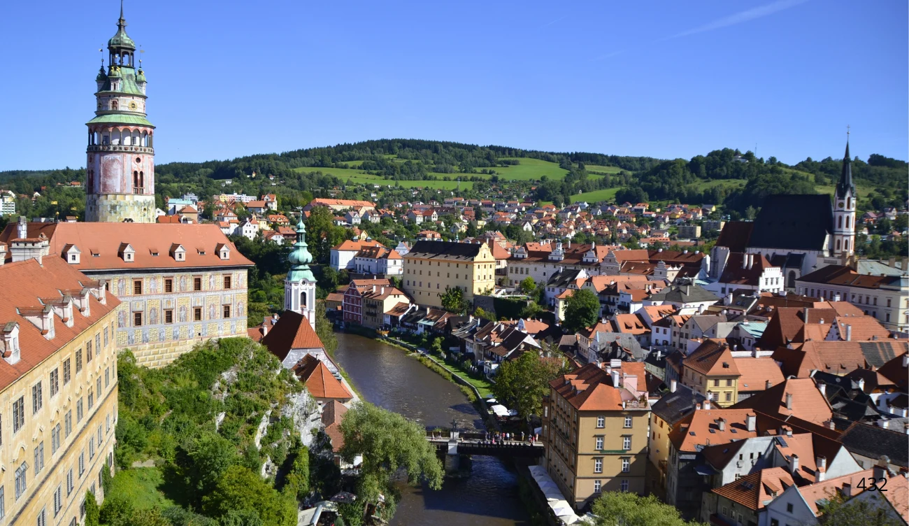 Bajkowy widok na zamek Czeski Krumlov