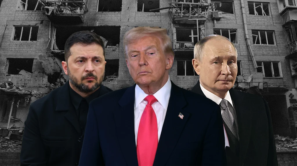 Wołodymyr Zełenski, Donald Trump i Władimir Putin