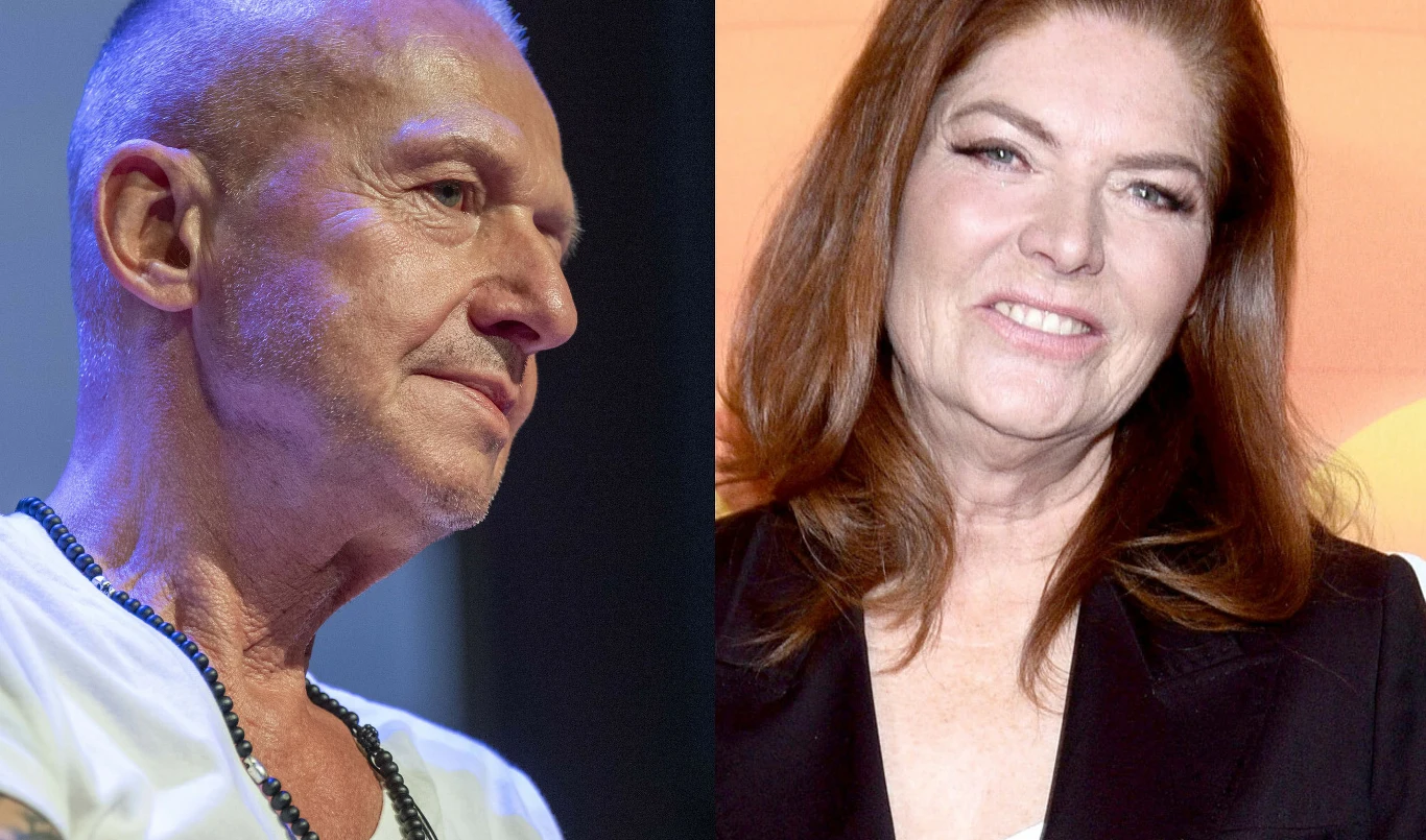 Bogusław Linda, Katarzyna Dowbor Portrety dwóch dorosłych osób, mężczyzny i kobiety, ustawionych obok siebie na neutralnym tle, widoczne wyraźne twarze obojga w ujęciu zbliżonym.