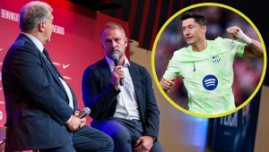 Hansi Flick, Joan Laporta i Robert Lewandowski