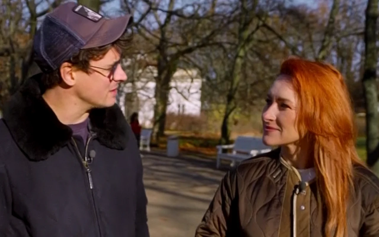 Kamila Ryciak i Mateusz Damięcki podczas wywiadu w Łazienkach Królewskich w Warszawie 