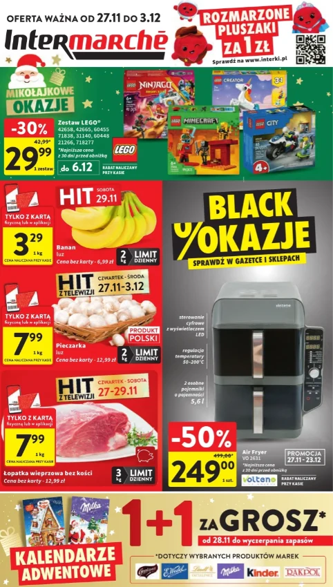 Intermarché: LEGO taniej do 6 grudnia i kalendarze adwentowe 1+1 za grosz
