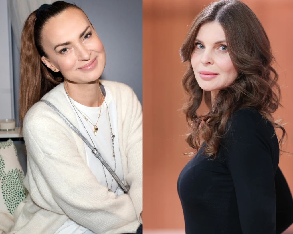 Renata Gabryjelska wspomina Agnieszkę Maciąg Dwie eleganckie kobiety, każda sfotografowana osobno na neutralnym tle. Pierwsza ma jasny sweter i spięte włosy, druga długie rozpuszczone włosy oraz ciemny strój.