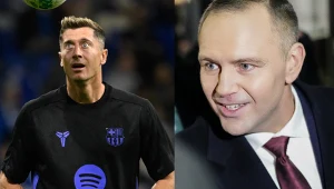 Napastnik FC Barcelona i reprezentacji Polski Robert Lewandowski oraz prezydent RP Karol Nawrocki