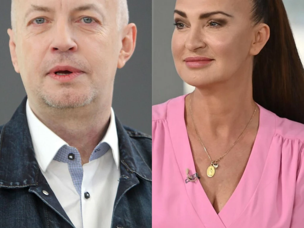 Portrety dwóch osób ustawionych obok siebie, mężczyzna w jasnej koszuli i ciemnej kurtce, kobieta w różowej bluzce z długimi włosami spiętymi w koński ogon i biżuterią na szyi.