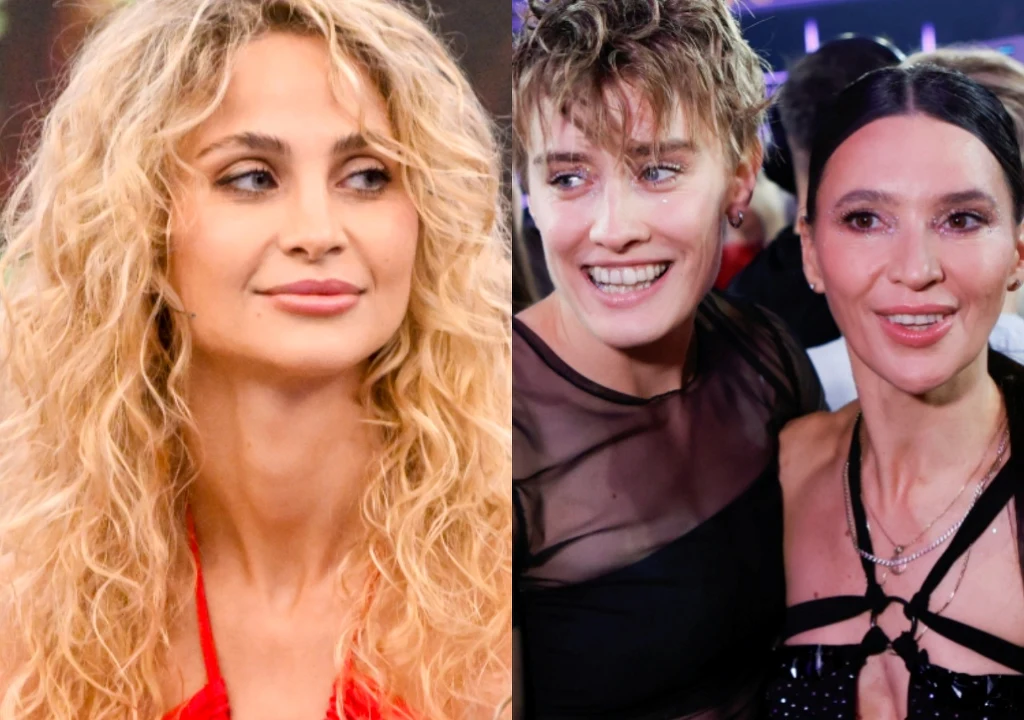 Hanna Żudziewicz, Katarzyna Zillmann i Janja Lesar Po lewej stronie kobieta z długimi, kręconymi blond włosami, w czerwonej sukience, patrząca lekko w bok. Po prawej dwie kobiety pozujące razem, jedna z krótkimi, jasnymi włosami w czarnej bluzce, druga z ciemnymi, prostymi włosami upiętymi z tyłu, w cz...