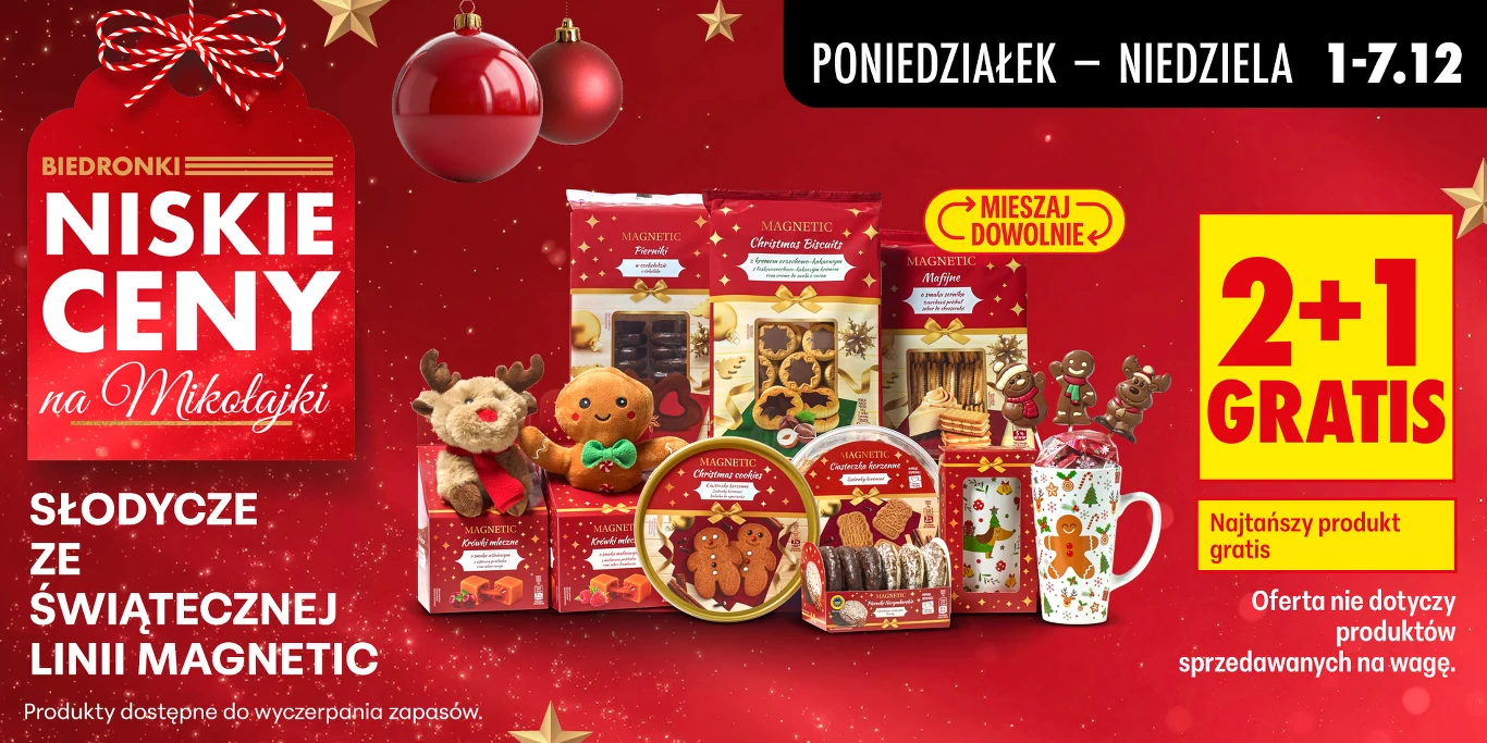 Promocja świąteczna w Biedronce: słodycze z linii Magnetic w ofercie 2+1 gratis Promocja świąteczna w Biedronce: słodycze z linii Magnetic w ofercie 2+1 gratis