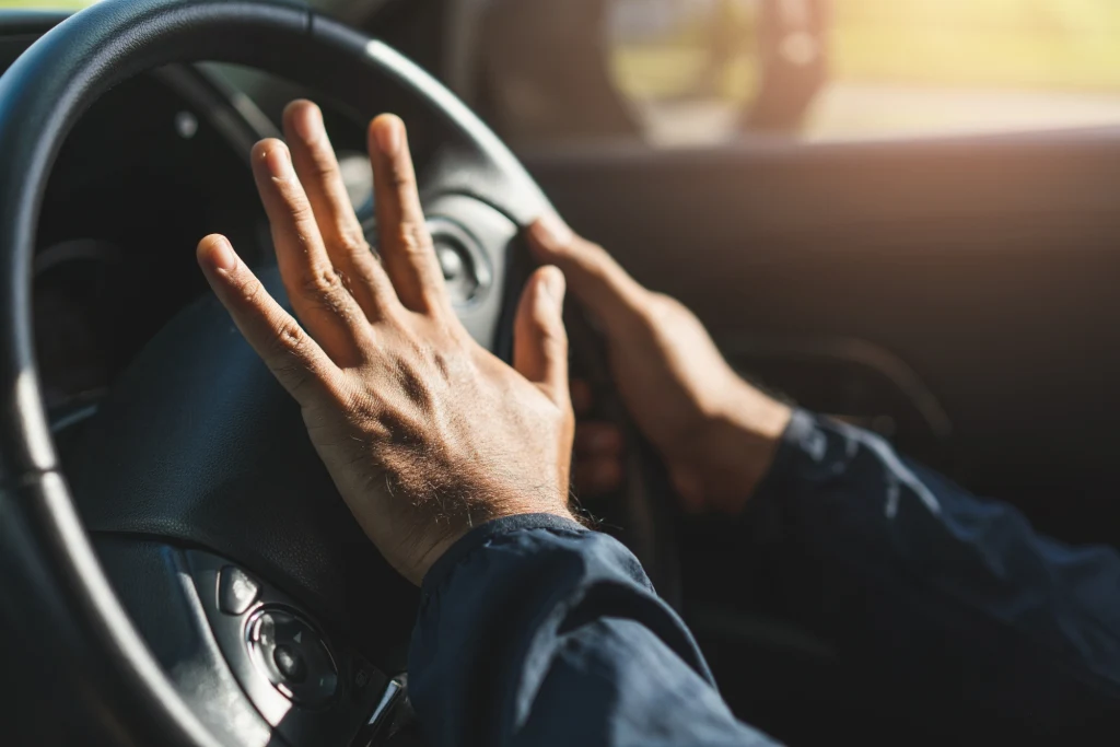 Poza obszarem zabudowanym podczas mgły, kierowcy powinni dawać krótkotrwałe sygnały dźwiękowe w czasie wyprzedzania lub omijania Poza obszarem zabudowanym podczas mgły, kierowcy powinni dawać krótkotrwałe sygnały dźwiękowe w czasie wyprzedzania lub omijania