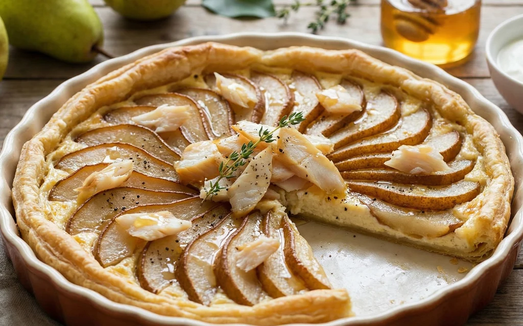 Tarta z gruszką i halibutem