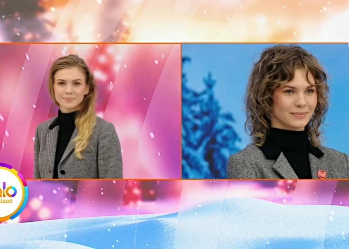 Młoda kobieta, Julia, z długimi włosami i po cięciu z lekko kręconymi lokami