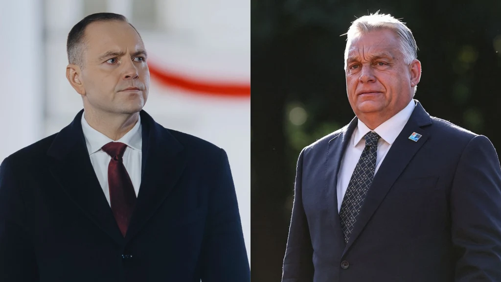 Sondaż po decyzji prezydenta. Większość popiera odwołanie spotkania z Orbanem Dwóch mężczyzn w garniturach, ustawionych obok siebie, każdy spogląda w innym kierunku. Jeden z nich ma krótko przycięte włosy i wyraźnie zarysowaną szczękę, drugi nosi szarą marynarkę i krawat. Oba portrety wykonane w oficjalnej, poważnej atmosferze.