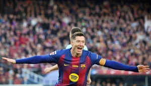 Robert Lewandowski w koszulce FC Barcelona podczas sezonu 2025/2026