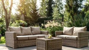 Meble ogrodowe dodają klimatu w aranżacji na zewnątrz. Fot. mikkiorso/123RF.com