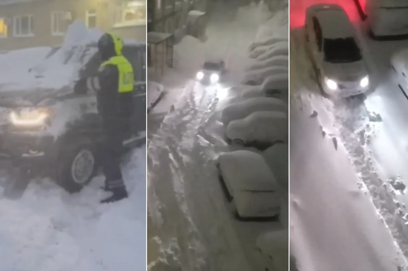 W dużej części Rosji trwa atak zimy. W Kraju Krasnojarskim w nocy z niedzieli na poniedziałek zanotowano mróz na poziomie -54 stopni Celsjusza. Na zdjęciach śnieżyce w Kraju Kamczackim Intensywne opady śniegu pokrywają ulice oraz samochody, kierowcy i przechodnie mają trudności z przemieszczaniem się, zepchnięte i ledwo widoczne pojazdy utrudniają ruch drogowy.