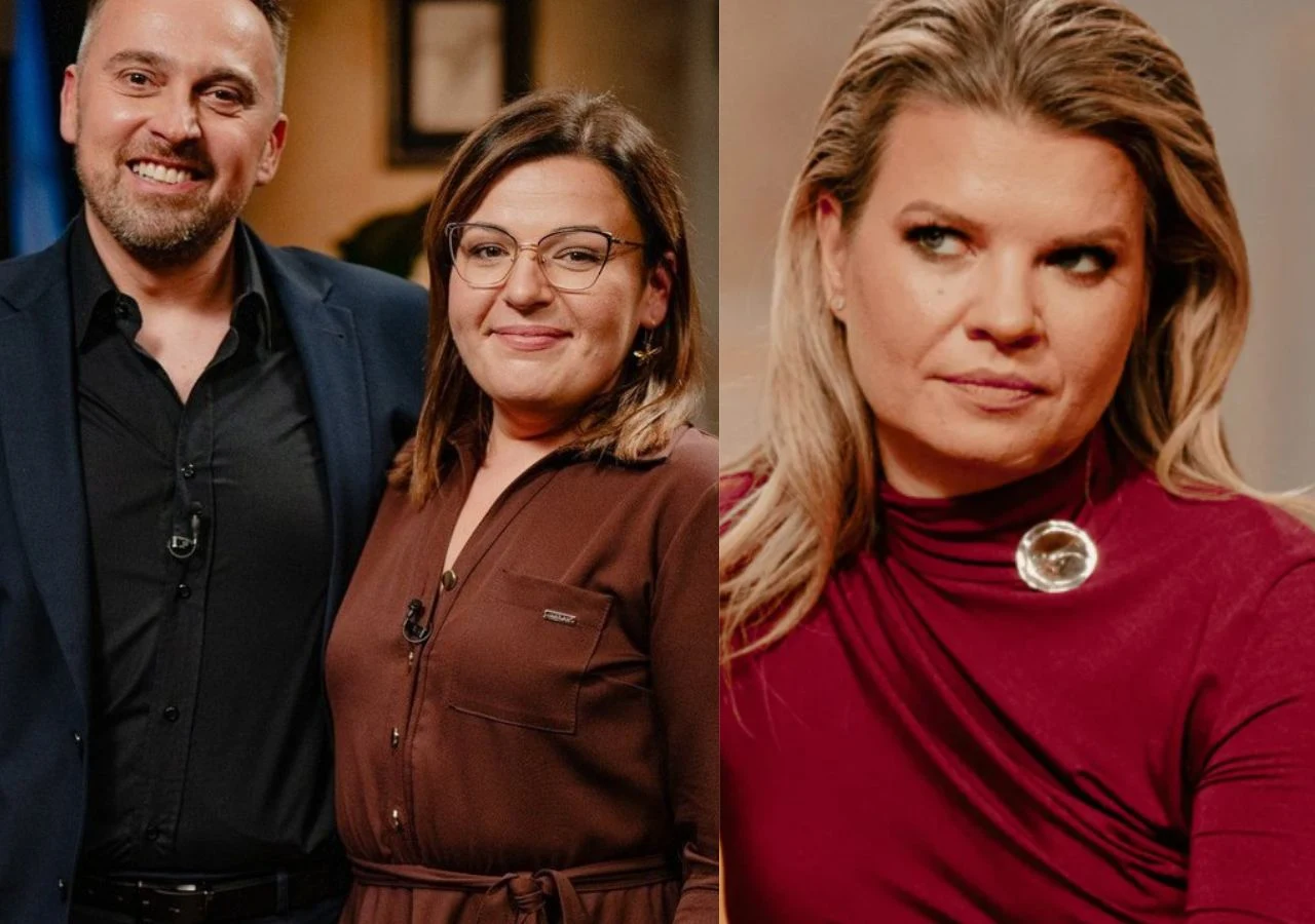 Rolnik szuka żony 12: Basia i Mateusz oraz Marta Manowska Po lewej stronie uśmiechnięty mężczyzna i kobieta w okularach pozują razem, po prawej kobieta w bordowej bluzce patrzy poważnie w bok.