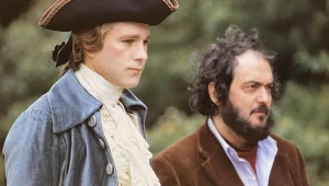 Ryan O'Neal i Stanley Kubrick na planie filmu "Barry Lyndon"