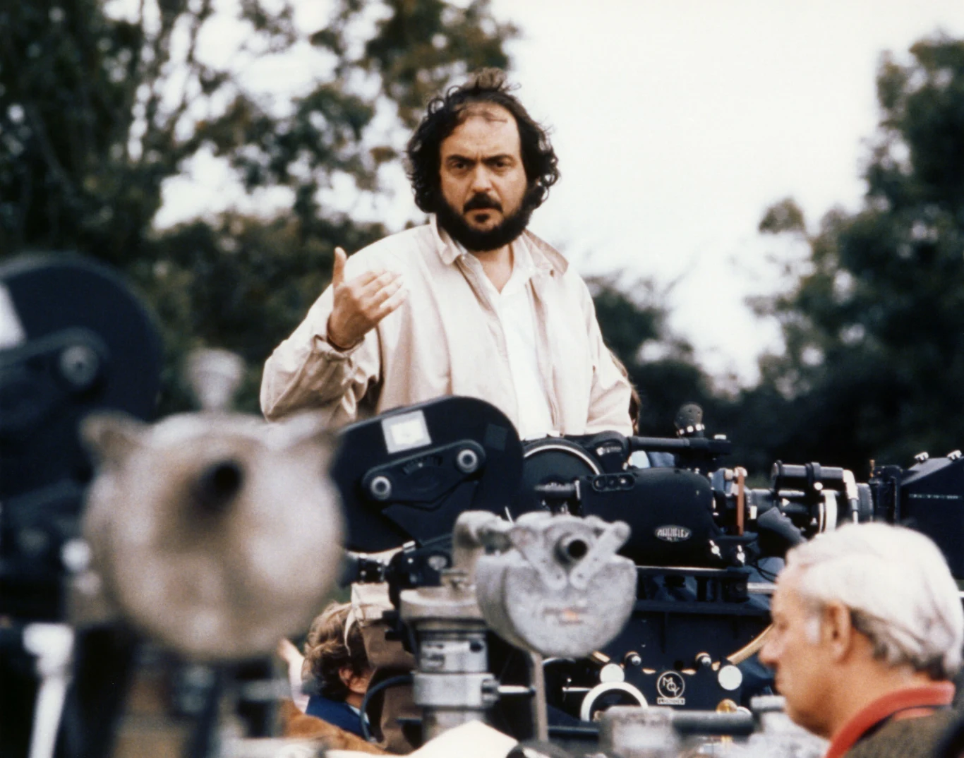 Stanley Kubrick na planie filmu "Barry Lyndon"