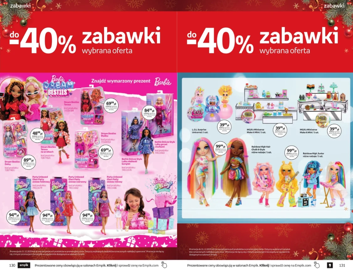 Fragment gazetki Empik – świąteczna oferta zabawek do -40% taniej