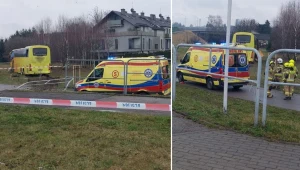 Groźny wypadek w Rzeszowie. Autokar pełen ludzi wypadł z ronda