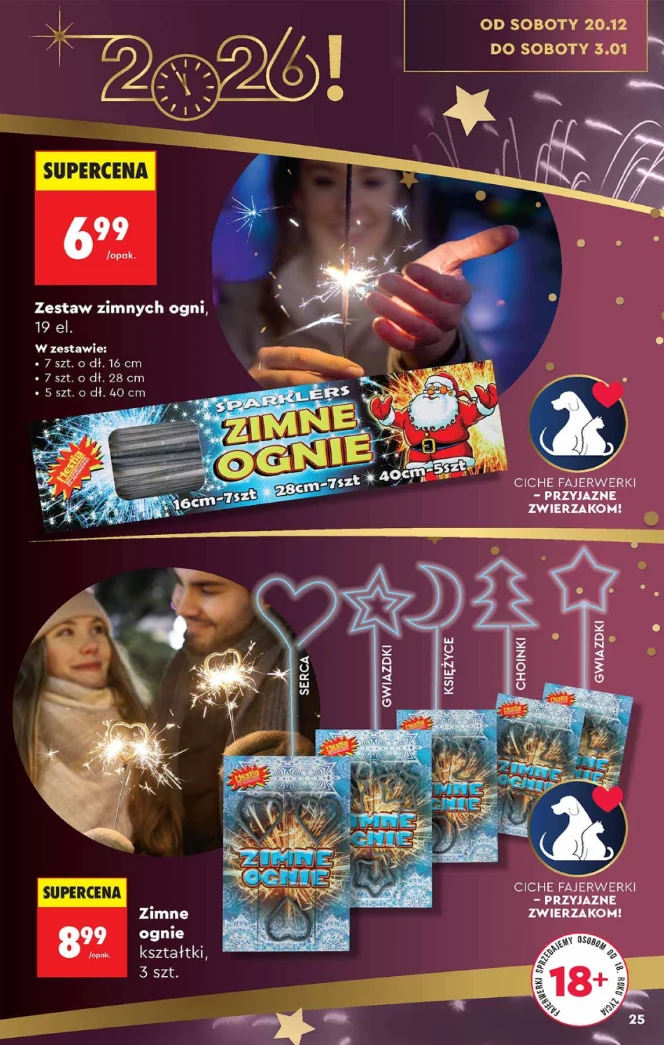 Zimne ognie w świątecznej ofercie Biedronki – klasyczne zestawy i dekoracyjne kształty w supercenach