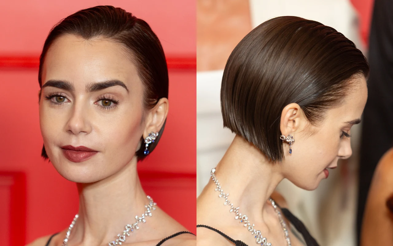 Jak ułożyć boba na sylwestra? Lily Collins pokazała efektowną i prostą wieczorową fryzurę
