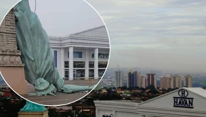 Kopia słynnej statui przegrała z wichurą. Wszystko udało się nagrać