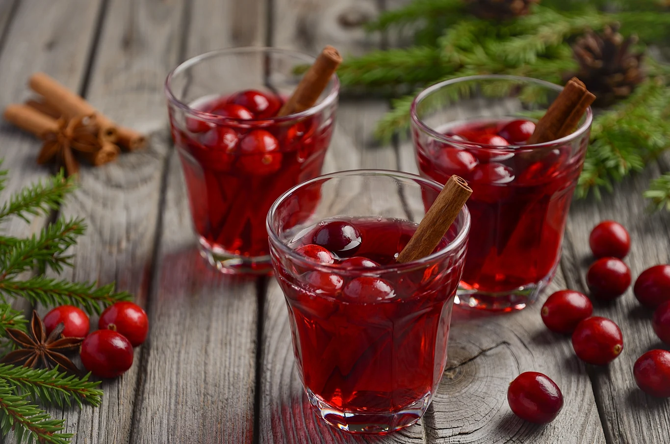 Kompot z żurawiny serwuj w święta przyozdobiony laską cynamonu, plasterkami pomarańczy lub kilkoma sztukami żurawiny 