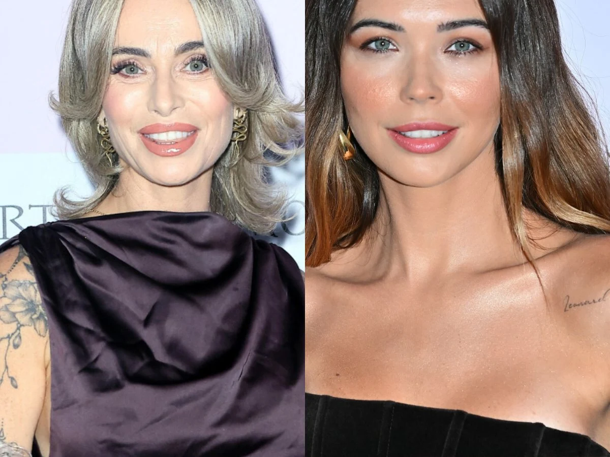 Kasia Nast, Sandra Kubicka Dwie kobiety z widocznymi tatuażami na ramionach, elegancko ubrane, obie pozują na tle jasnego tła, mają profesjonalnie wykonany makijaż i zadbane fryzury.