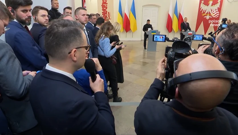 Wołodymyr Zełenski w Polsce. Prezydenci odpowiedzieli na pytania dziennikarzy