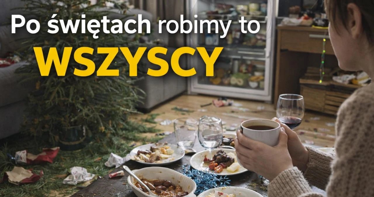 Bałagan po świętach w domu – choinka, resztki jedzenia i świąteczny chaos, który pojawia się po Bożym Narodzeniu. Bałagan po świętach w domu – choinka, resztki jedzenia i świąteczny chaos, który pojawia się po Bożym Narodzeniu.