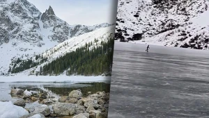 Turysta jeździł na łyżwach po Morskim Oku