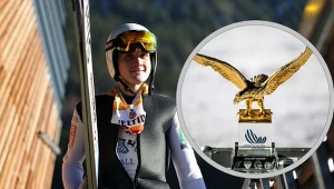 Domen Prevc i Złoty Orzeł (w ramce)