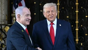 Prezydent Stanów Zjednoczonych Donald Trump i premier Izraela Binjamin Netanjahu przed spotkaniem w Mar-a-Lago