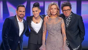 Finał 10. edycji "Mam talent" (2017 r.) - od lewej: Agustin Egurrola, Agnieszka Chylińska, Małgorzata Foremniak i Kuba Wojewódzki