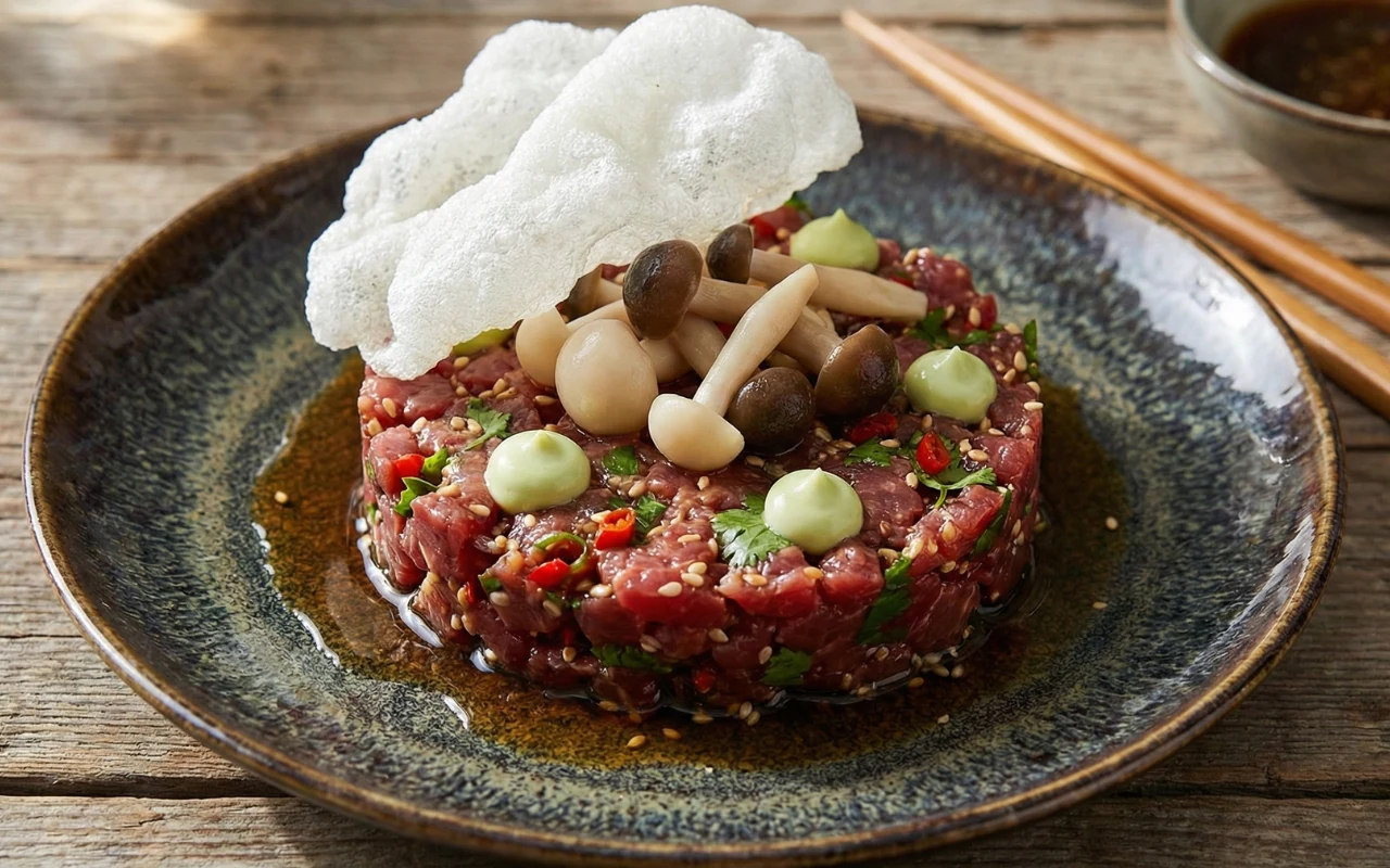 Orientalny tatar z polędwicy wołowej