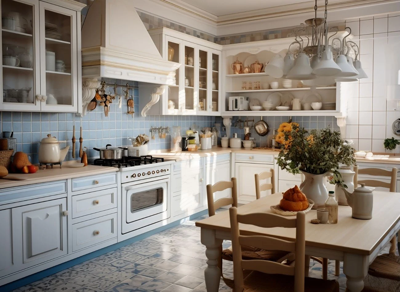 Jasne stosowane odcienie, otwarte szafki, delikatność i harmonia to kwintesencja stylu prowansalskiego.