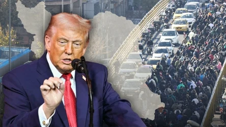 Donald Trump wymienia groźby z władzami Iranu/ fot. źródłowe: MANDEL NGAN/ HANDOUT/ AFP, kolaż: Lidia Ławecka