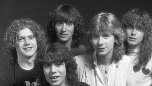 Rick Allen, Pete Willis (z przodu), Joe Elliott, Steve Clark i Rick Savage (Def Leppard) - Atlanta, 4 września 1981 r.